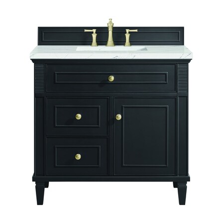 James Martin Vanities 36'' Single Vanity, Black Onyx w/ 3 CM Ethereal Noctis Quartz Top 424-V36-BKO-3ENC